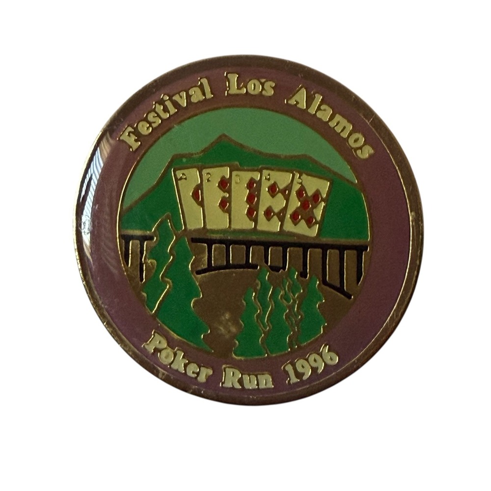 Vtg Festival Los Alamos Poker Run 1996 Enamel Lapel Pin‎ Gold Tone Collectible